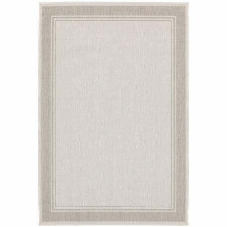Palacedesigns 8 x 10 ft. Ivory & Gray Bordered Indoor & Outdoor Area Rug - Ivory - 8 x 10 ft. PA3657736